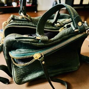 Kenneth Cole Forest Green Mini Bag with Gold Zippers